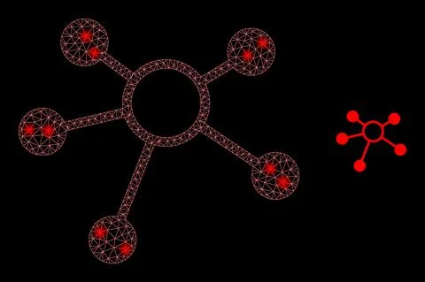 Vector Mesh Web Links with Light Network Dots Stock Illustration