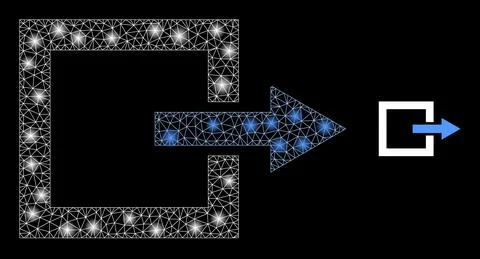 Vector Mesh Web Log Out with Light Constellation Flashes Stock Illustration
