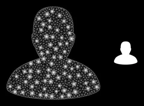 Vector Mesh Web Man with Magic Carcass Flashes Illustrazione stock