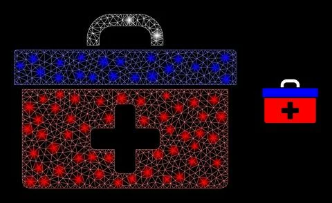 Vector Mesh Web Medical Case with Glitter Network Flashes Stock Illustration