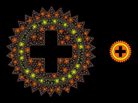 Vector Mesh Web Medical Cross with Majestic Constellation Flashes Illustrazione stock
