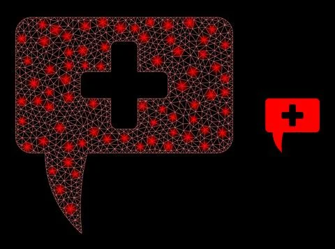 Vector Mesh Web Medical Message Hint with Light Wire Frame Flashes イラスト素材