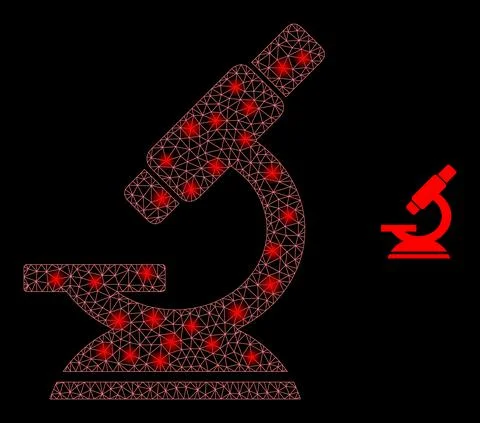 Vector Mesh Web Microscope with Bright Network Stars イラスト素材