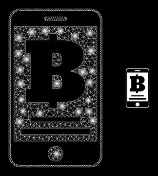 Vector Mesh Web Mobile Bank with Majestic Wire Frame Flashes Illustrazione stock