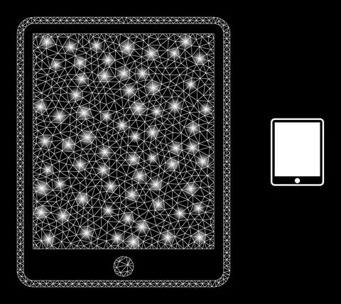 Vector Mesh Web Mobile Organizer with Glare Constellation Dots Stock Illustration