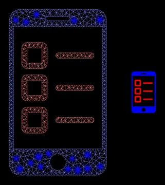 Vector Mesh Web Mobile Test Items with Glitter Network Stars 스톡 일러스트