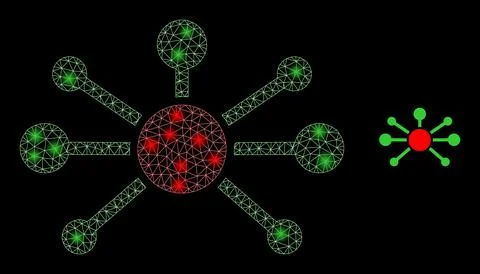 Vector Mesh Web Node Links with Shiny Carcass Flashes Stockillustratie