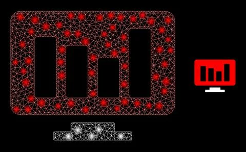 Vector Mesh Web Online Chart with Glowing Carcass Stars Stock Illustration