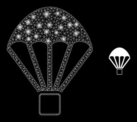 Vector Mesh Web Parachute with Bright Carcass Dots 스톡 일러스트