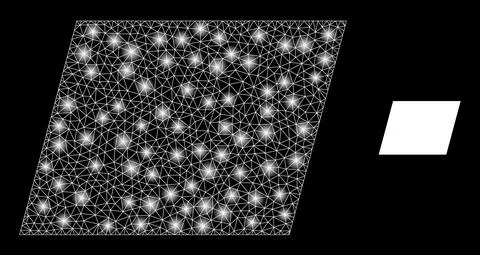 Vector Mesh Web Parallelogram with Glowing Constellation Stars Stock Illustration