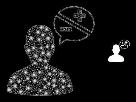Vector Mesh Web Person Arguments with Glowing Network Spots Stock Illustration