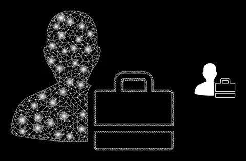 Vector Mesh Web Person Case with Majestic Constellation Flashes Stock Illustration