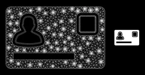 Vector Mesh Web Personal Credit Card with Magic Wire Frame Spots 스톡 일러스트