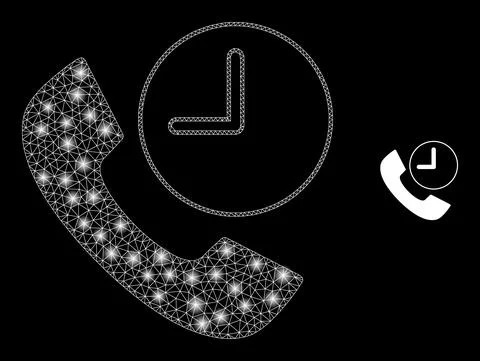 Vector Mesh Web Phone Call Time with Majestic Constellation Flashes Illustrazione stock