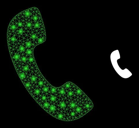 Vector Mesh Web Phone Receiver with Shiny Carcass Spots 스톡 일러스트