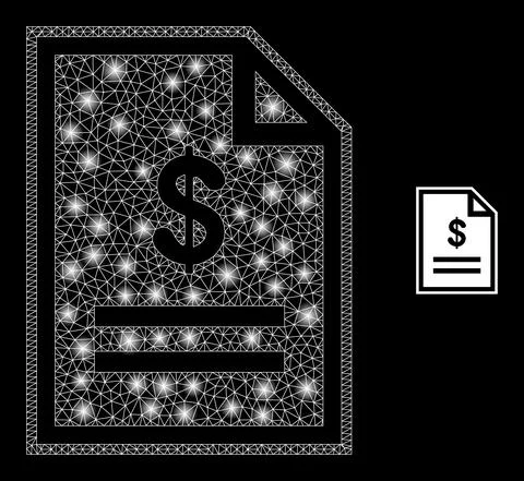 Vector Mesh Web Price Page with Illumitated Network Flashes Stock Illustration