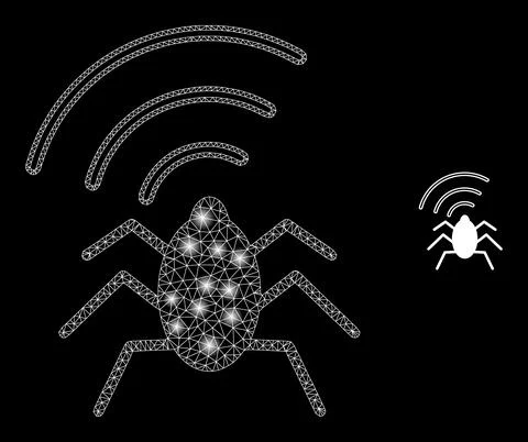 Vector Mesh Web Radio Bug with Bright Carcass Spots Stock Illustration