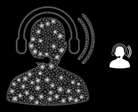 Vector Mesh Web Radio Operator Headset with Magic Carcass Stars Stock Illustration