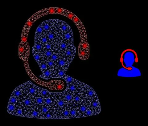 Vector Mesh Web Radio Operator with Glare Constellation Dots イラスト素材