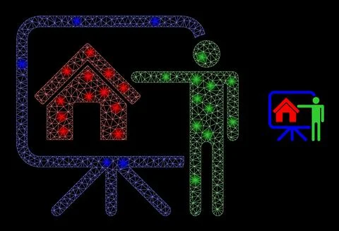 Vector Mesh Web Realtor Public Report with Glare Network Stars Ilustración de archivo