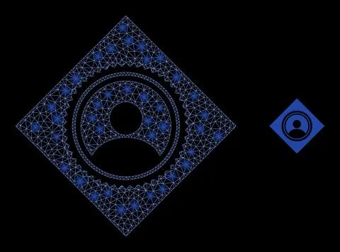 Vector Mesh Web Rhombus User Seal Stamp with Bright Network Dots Illustrazione stock