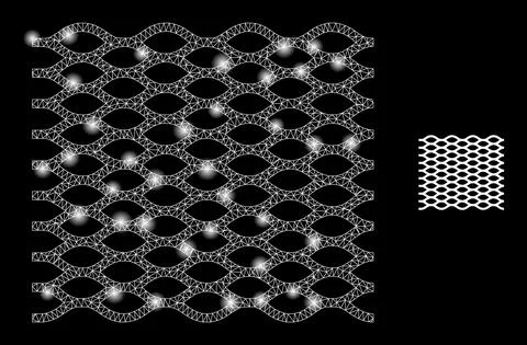 Vector Mesh Web Rope Mesh with Magic Wire Frame Spots 스톡 일러스트