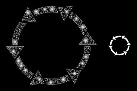 Vector Mesh Web Rotate Arrows with Majestic Network Flashes Stock Illustration