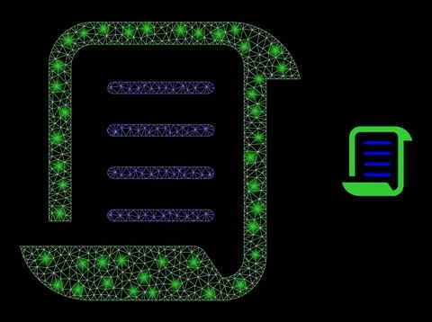 Vector Mesh Web Scroll List with Glare Constellation Stars Stock Illustration