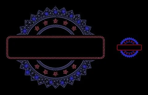 Vector Mesh Web Seal Stamp Template with Shiny Carcass Flashes Stock Illustration