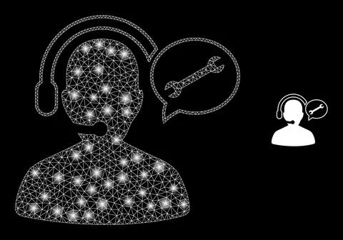 Vector Mesh Web Service Operator Message with Glare Carcass Flashes Stock Illustration