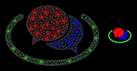 Vector Mesh Web Social Network Messages with Magic Wire Frame Flashes Stock Illustration