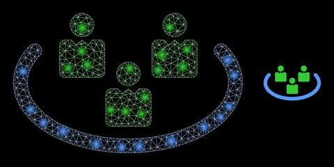 Vector Mesh Web Social Ring with Bright Constellation Flashes Stock Illustration