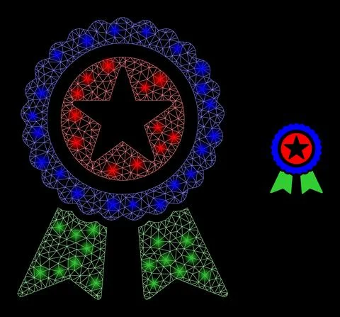 Vector Mesh Web Star Award with Majestic Constellation Flashes イラスト素材