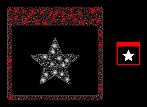 Vector Mesh Web Star Calendar Page with Glitter Constellation Flashes イラスト素材
