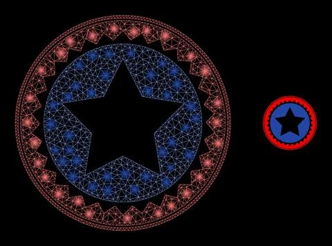 Vector Mesh Web Star Seal Stamp with Glare Carcass Stars 库存插图