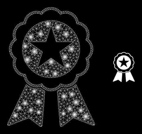 Vector Mesh Web Star Seal with Magic Constellation Flashes Stock Illustration