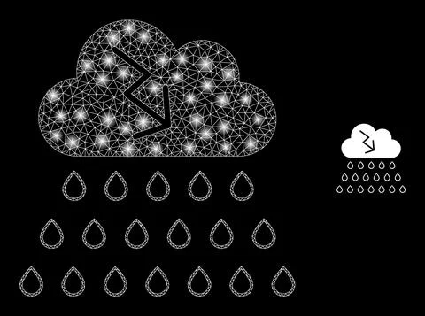 Vector Mesh Web Storm Cloud with Majestic Carcass Flashes Illustrazione stock