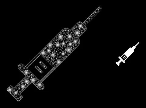 Vector Mesh Web Syringe with Bright Carcass Flashes 스톡 일러스트