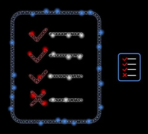 Vector Mesh Web Task List Page with Shiny Network Flares Stock Illustration