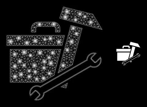 Vector Mesh Web Toolbox with Glitter Constellation Flashes Stock Illustration