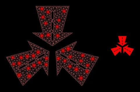 Vector Mesh Web Triple Roads Intersection with Illumitated Constellation Flares Stock Illustration