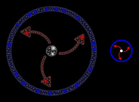Vector Mesh Web Turbine Rotation with Magic Constellation Flashes イラスト素材