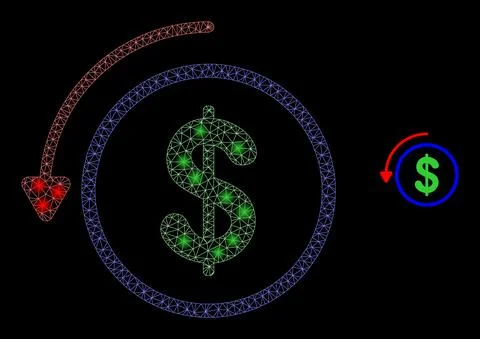 Vector Mesh Web Undo Payment with Glare Wire Frame Spots Stock Illustration