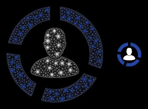 Vector Mesh Web User Diagram with Glitter Network Stars Stock Illustration