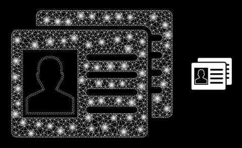 Vector Mesh Web User Id Cards with Glare Constellation Flares Stock Illustration