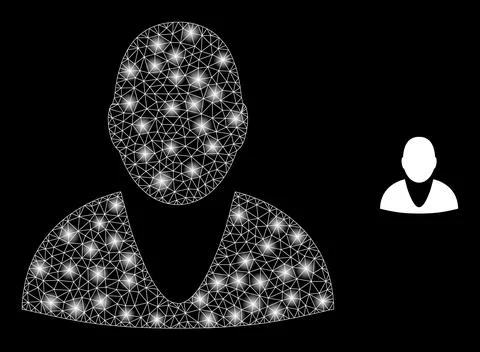Vector Mesh Web User with Magic Network Flashes Stock Illustration
