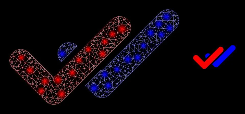 Vector Mesh Web Valid Ticks with Light Constellation Dots Stock Illustration