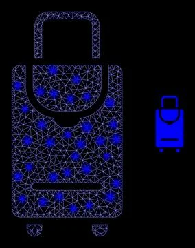 Vector Mesh Web Voyage Luggage with Magic Wire Frame Spots 스톡 일러스트