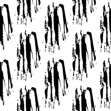 Vector Messy Brush Seamless Pattern Grange Minimalist Geometric Design in Black Illustrazione stock