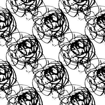 Vector Messy Brush Seamless Pattern Grange Minimalist Geometric Design in Black Stock Illustration